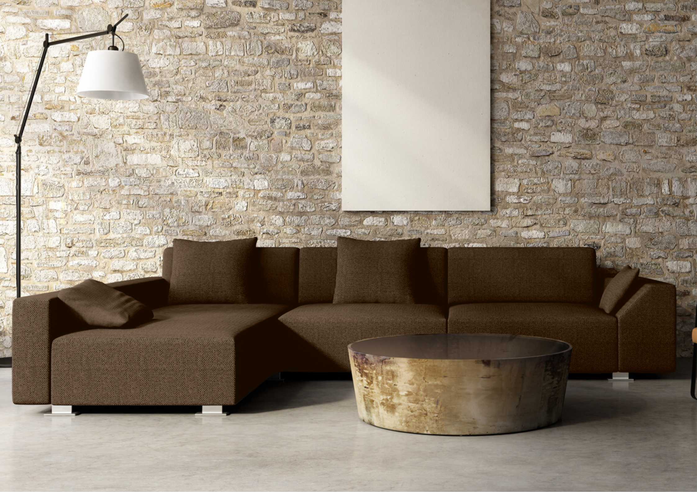 Brązowy narożnik w stylu loft